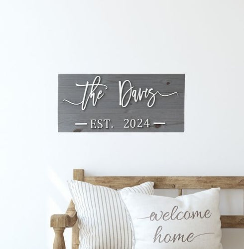Custom Wood Sign, Wall Decor, Home Decor, Housewarming Gift, Established Sign, Family Name Sign, Personalized Gift, Wedding Gift, Wood Sign