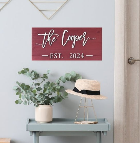 Custom Wood Sign, Wall Decor, Home Decor, Housewarming Gift, Established Sign, Family Name Sign, Personalized Gift, Wedding Gift, Wood Sign