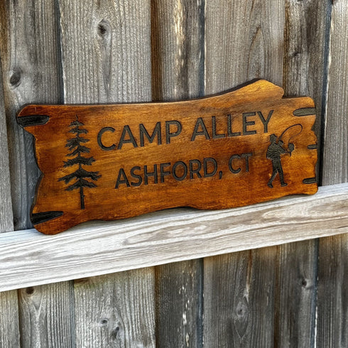 Outdoor Wood Sign Gift, Wooden Carved Cabin Sign, Custom Wood Sign, Custom Camp Sign, Mountain Home, Personalized Rustic Home Sign