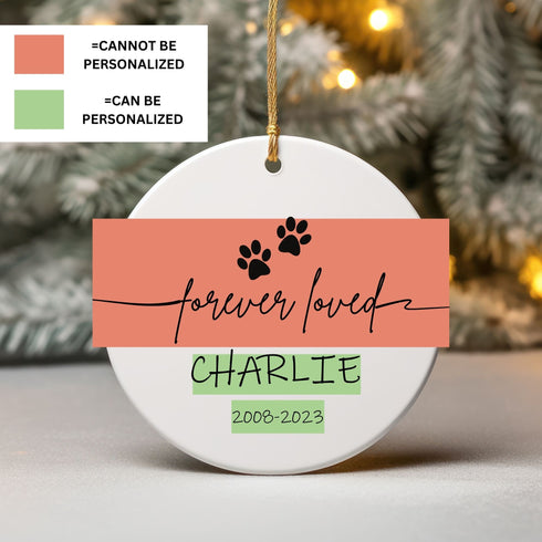Personalized Dog Memorial Ornament, Dog Loss Ornament, Pet Memorial Gifts, Dog Mom Christmas Gifts, Forever Loved, Custom Dog Ornament