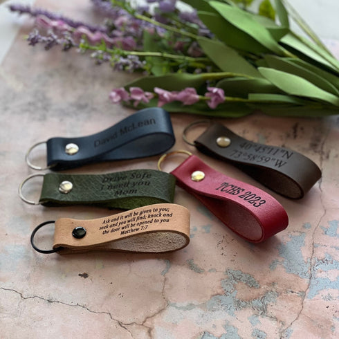 Personalized Leather Keychain. Bulk Gift, Custom Leather Keychain. Wedding Gift, Fathers day gift, Monogrammed Key fob. Handmade in USA (Copy)