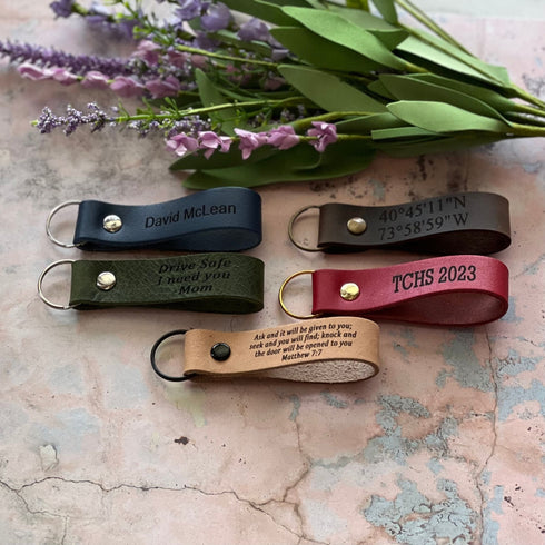 Personalized Leather Keychain. Bulk Gift, Custom Leather Keychain. Wedding Gift, Fathers day gift, Monogrammed Key fob. Handmade in USA (Copy)