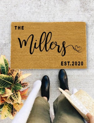 Housewarming Gift / Family Name Doormat / Personalized Doormat / Closing Gift / Christmas Gift / New Home / Personalized Gift - 1000