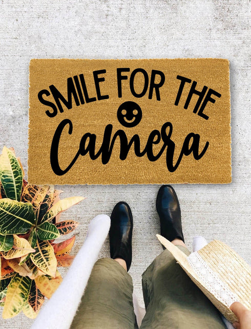 Smile for the Camera, Closing Gift, Funny Door mat, New home gift, Wedding gift - 136