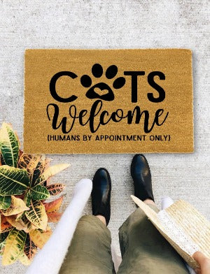 Cat Door Mat - Cat welcome humans by appointment - Cat lovers gift, New Home Gift, Funny Door mat, Housewarming Gift 1019